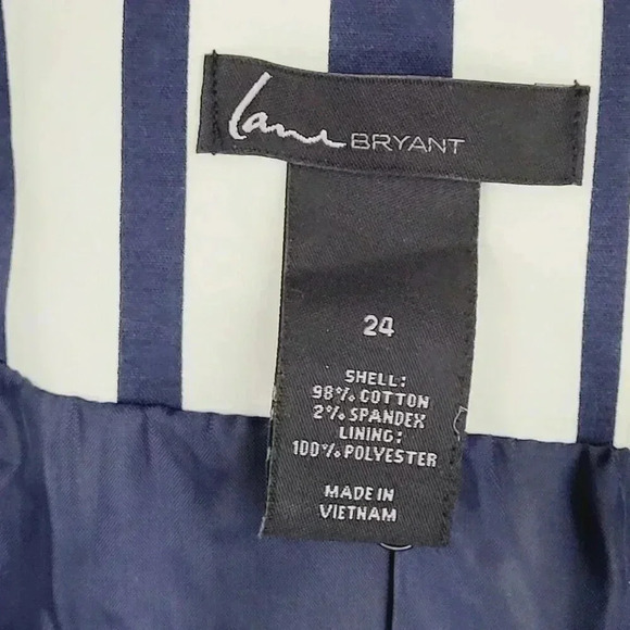 Lane Bryant Womens Striped Blazer Jacket Size 24 White & Navy Cotton Blend 7CT - Picture 4 of 7
